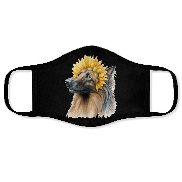 Discover Watercolor Belgian Sheepdog Sunflower Dog Breed Pe Face Masks