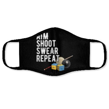 Discover Aim Shoot Swear Repeat - Pool Player - Hall Shark Face Masks