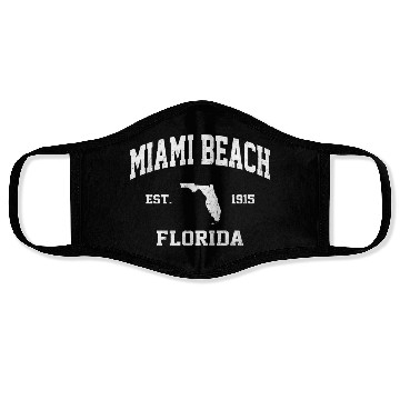 Discover Miami Beach Florida Fl State Athletic Style Face Masks