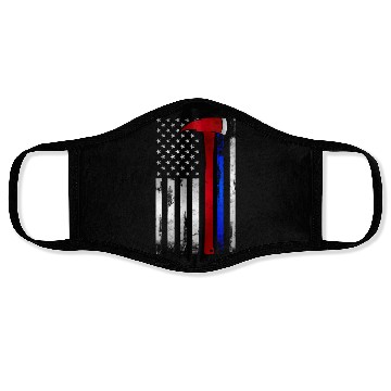 Discover Thin Red Blue Line American Flag Axe Firefighter Face Masks