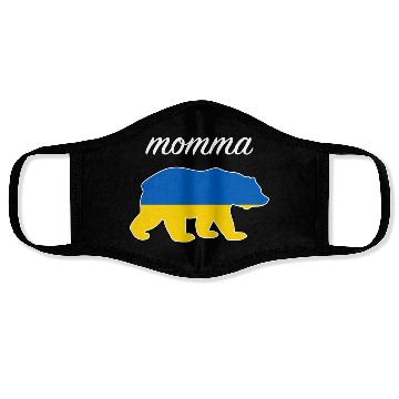 Discover Momma Bear Ukraine Flag Ukrainian Roots Face Masks