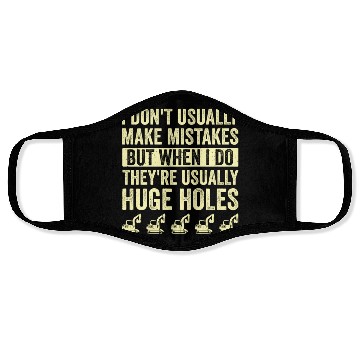 Discover Heavy Equipment Operator Pun Retro Excavator Face Masks