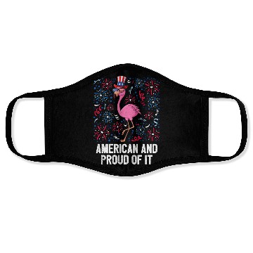 Discover 4th Of July American And Proud Of It Flamingo US Face Masks