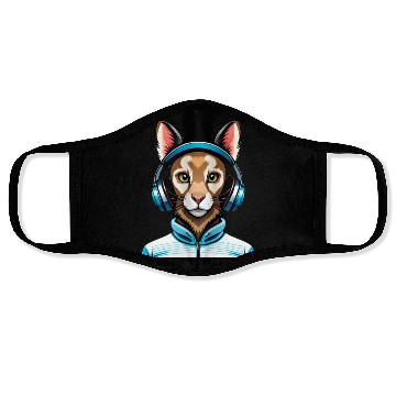 Discover Cool rabbit with headphones Face Masks