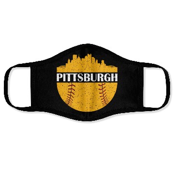 Discover Pittsburgh Baseball Cityscape Distressed Novelty Face Masks