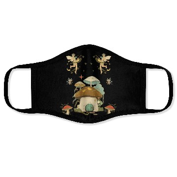 Discover Fantasy mushroom House Elves Design Face Masks