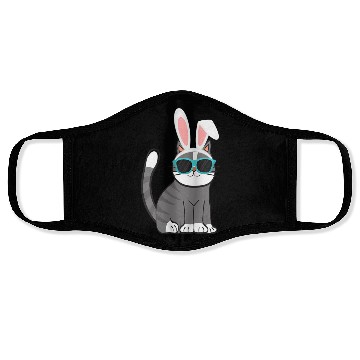 Discover Happy Easter Cat With Bunny Ears And Glasses Cat Face Masks
