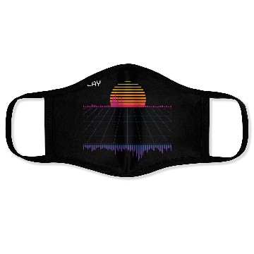 Discover Outrun Synthwave Retrowave Wave Sunset Aesthetic Face Masks