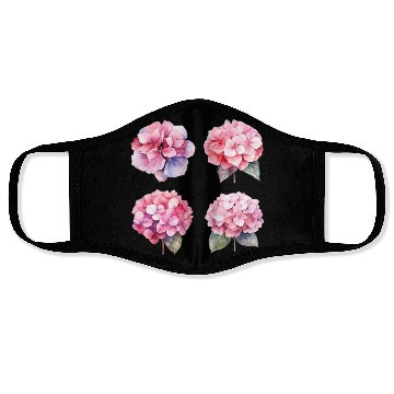 Discover clipart pink hydrangea watercolor flower w Face Masks