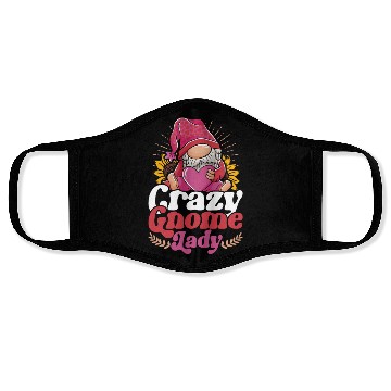 Discover Garden Gnome Crazy Gnome Lady Face Masks