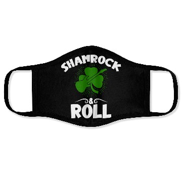 Discover Shamrock Rock And Roll Guitar St Patrick'S Day Face Masks