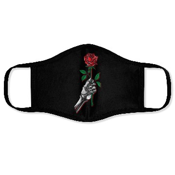 Discover eleton Hand Holding Red Rose Flower Face Masks