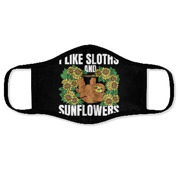 Discover Sloth Flower Sloth Sunflower Face Masks