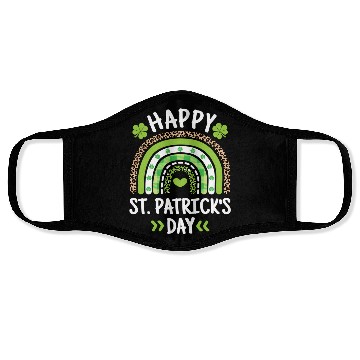 Discover Happy St Patric Day Leopard Print Rainbow Face Masks