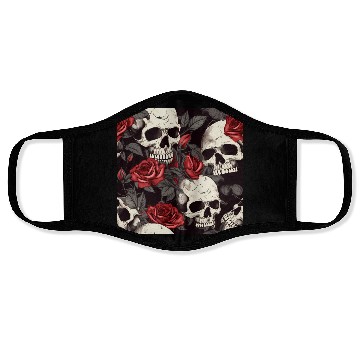 Discover Dark Pattern Skulls & Red Roses Elegant Gothic Face Masks