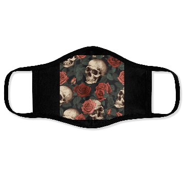 Discover Dark Elegant Gothic Skulls & Red Roses Pattern Face Masks