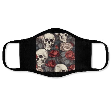 Discover Skulls & Red Roses Dark Elegant Gothic Pattern Face Masks