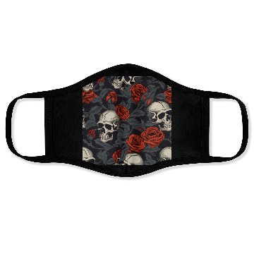 Discover Red Roses & Skulls Pattern Dark Elegant Gothic Face Masks