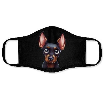 Discover Playful Doberman Pinscher Art Face Masks