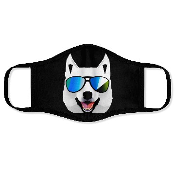 Discover Husky with Sunglasses Face Masks