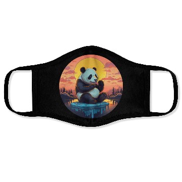 Discover Cute Panda on Ice Floe with Sweets - Sunset Face Masks