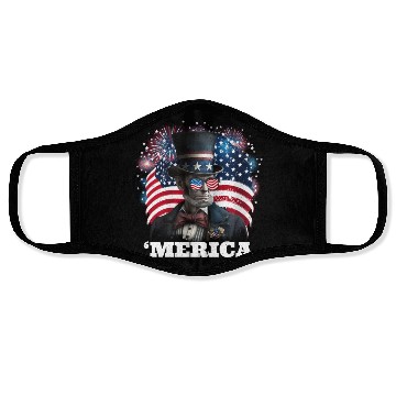 Discover Merica Lincoln Independence Day Party 4th July Face Masks