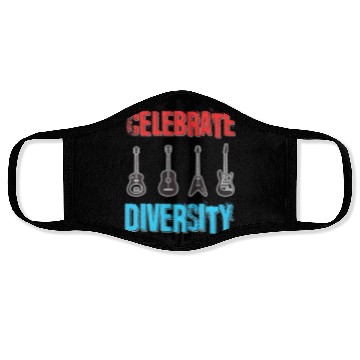 Discover Celebrate Diversity Funny Guitar Player Musician Face Masks