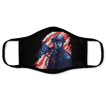 Discover Firefighter USA Flag Design Face Masks
