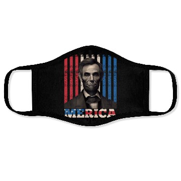Discover Merica Lincoln Independence Day Party 4th July Face Masks