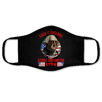 Discover George Washington 1776 Suck it England USA Face Masks