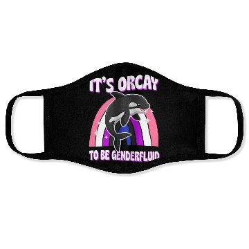 Discover It'S Orcay To Be Genderfluid Lgbtq Ally Orca Whale Face Masks