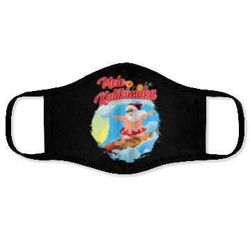 Discover In July Santa Surfing Mele Kalikimaka Face Masks