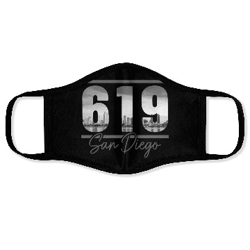 Discover San Diego 619 Area Code Vintage yline Face Masks
