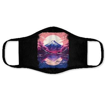 Discover Vaporwave Aesthetic Japan Sight Mount Fuji Volcano Face Masks
