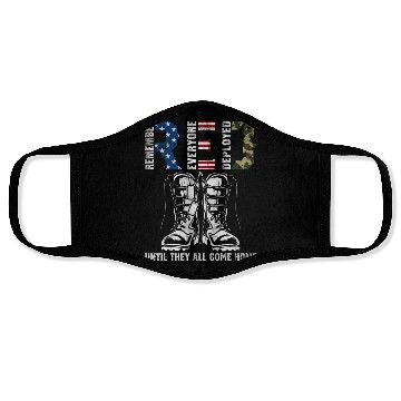 Discover Remember Everyone Deployed Us Flag Camouflage Red Face Masks