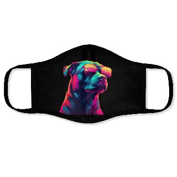 Discover Retro Woof A Dog s Synthwave Adventure Face Masks
