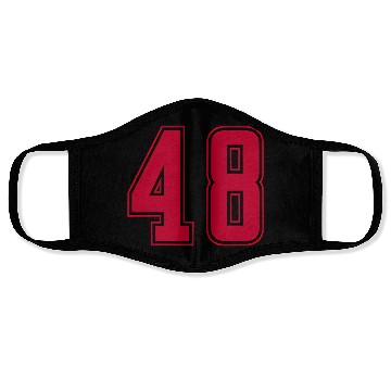 Discover Red Number 48 Team Junior Sports Numbered Face Masks