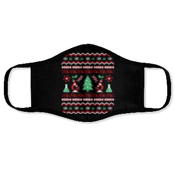 Discover Science Laboratory Ugly Sweater Dna Microbiology Face Masks