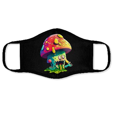 Discover Psychedelic Dreamscape - Whimsical Mushroom Art Pr Face Masks