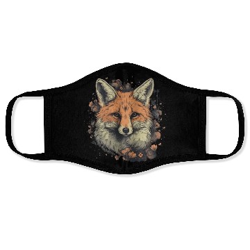 Discover Fox red fox with flowers forest animal Face Masks