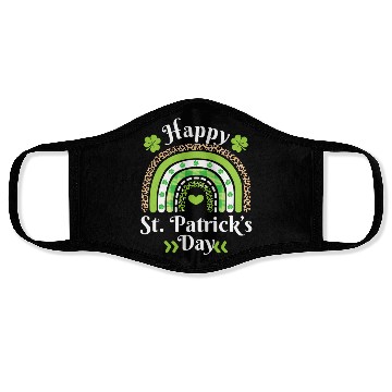 Discover Happy St Patric Day Leopard Print Rainbow Face Masks