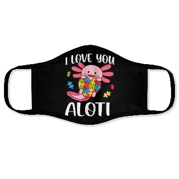 Discover I Love You Alotl Autism Awareness Axolotl Face Masks