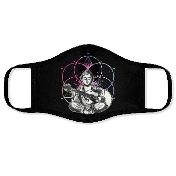 Discover Buddha - Playing Guitar - Yoga Buddhist - Yogi Face Masks