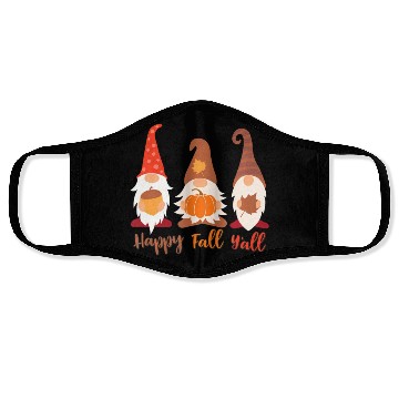 Discover Happy Fall Y'all Gnome Pumpkin Acorn Autumn Face Masks
