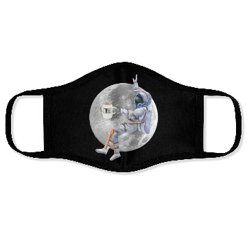 Discover Coffee Astronaut Relaxing On The Moon Face Masks