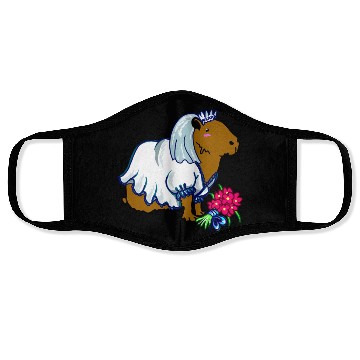 Discover Capybara Bride In A Wedding Dress Illustration Face Masks