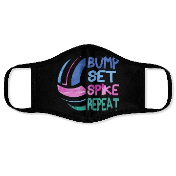Discover Volleyball Bump Set ke Repeat Blue Purplen Face Masks