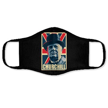 Discover Winston Churhill Union Jack Propaganda Pop Art Face Masks