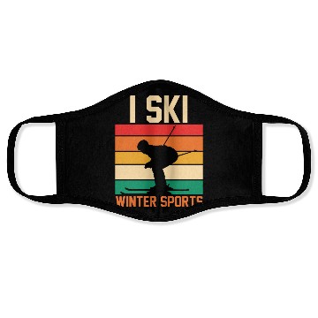 Discover Skiing Lover Silhouette Skier Retro I Ski Face Masks