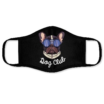 Discover Frenchie Dog Club Pilot Dog Lover Frenchie Face Masks